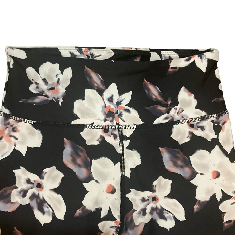 Zobha Women's Black w/ Floral Printed Athletic High Waist Leggings | Size M - Picture 5 of 10